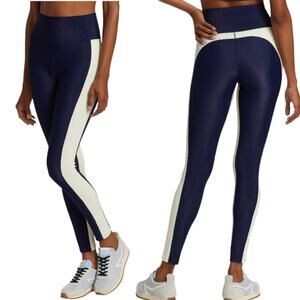 Beach Riot Sport - Women’s Ribbed Colorblock Leggings - Navy Blue, White, Small